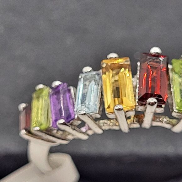 Sterling Silver Rainbow Multi Gemstone Ring Sz 7 Baguette Cut NWT NEW MSRP $175 - Picture 3 of 6